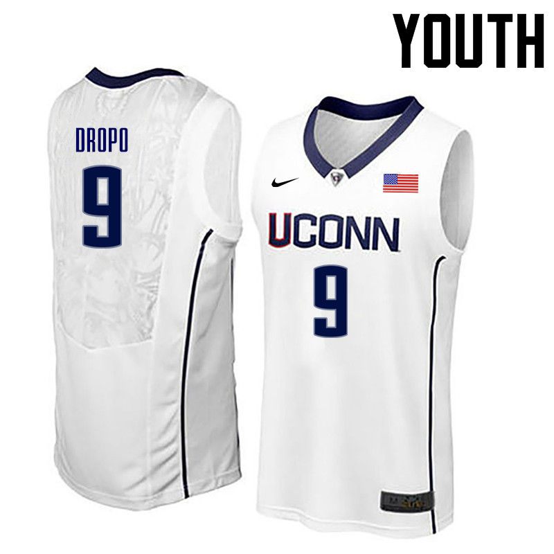 Youth Uconn Huskies #9 Walt Dropo College Basketball Jerseys-White